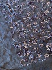 Vintage Silk Chiffon Payette Sequin Embroidery Fabric Shawl Raw Edge Blush Pink