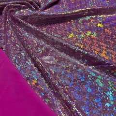 Stretch Fabric Vibrant Pink Hologram Broken Glass Spandex by Yard for Swimwear