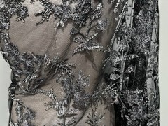 Silver Black Sequins embroidery Lace Fabric 50” Width Sold By The Yard