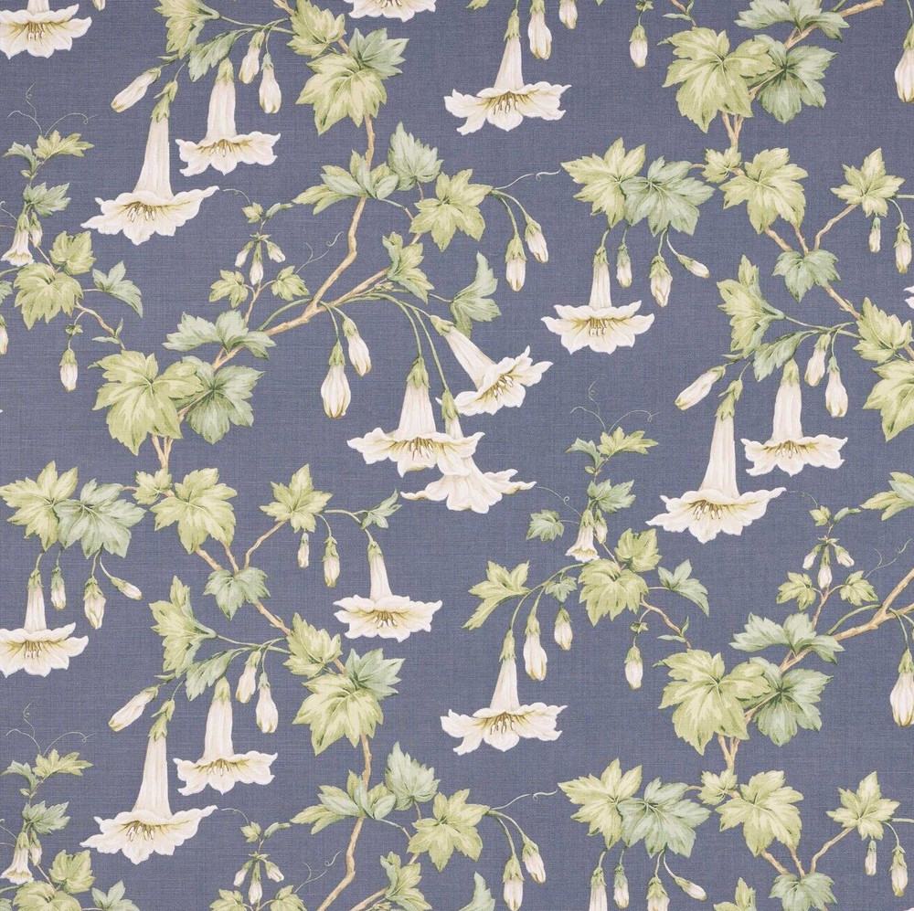 COLEFAX AND FOWLER CURTAIN FABRIC DESIGN Yvette 6.4 METRES NAVY BLUE 100% LINEN
