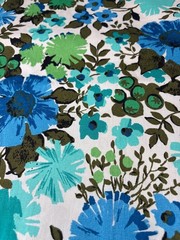 Dupont Upholstery Fabric Floral Print 1/2 yard x 46″ Blue/Green Vtg