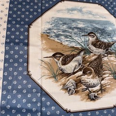 Vintage Shore Birds Fabric Panel 52×17 Seagulls Sandpipers Coastal Craft NOS
