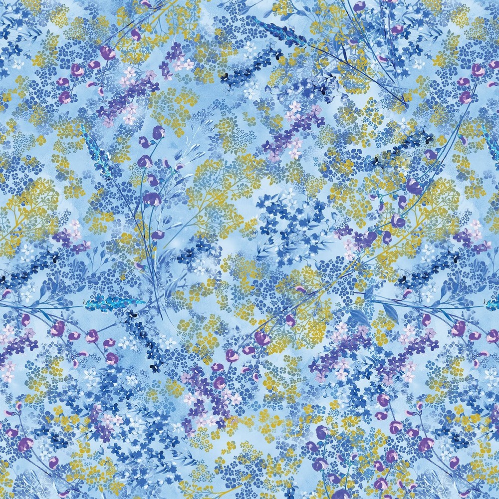 BENARTEX – Metallic Impressions by Kanvas Studio – Metallic Sprigs – Light Blue