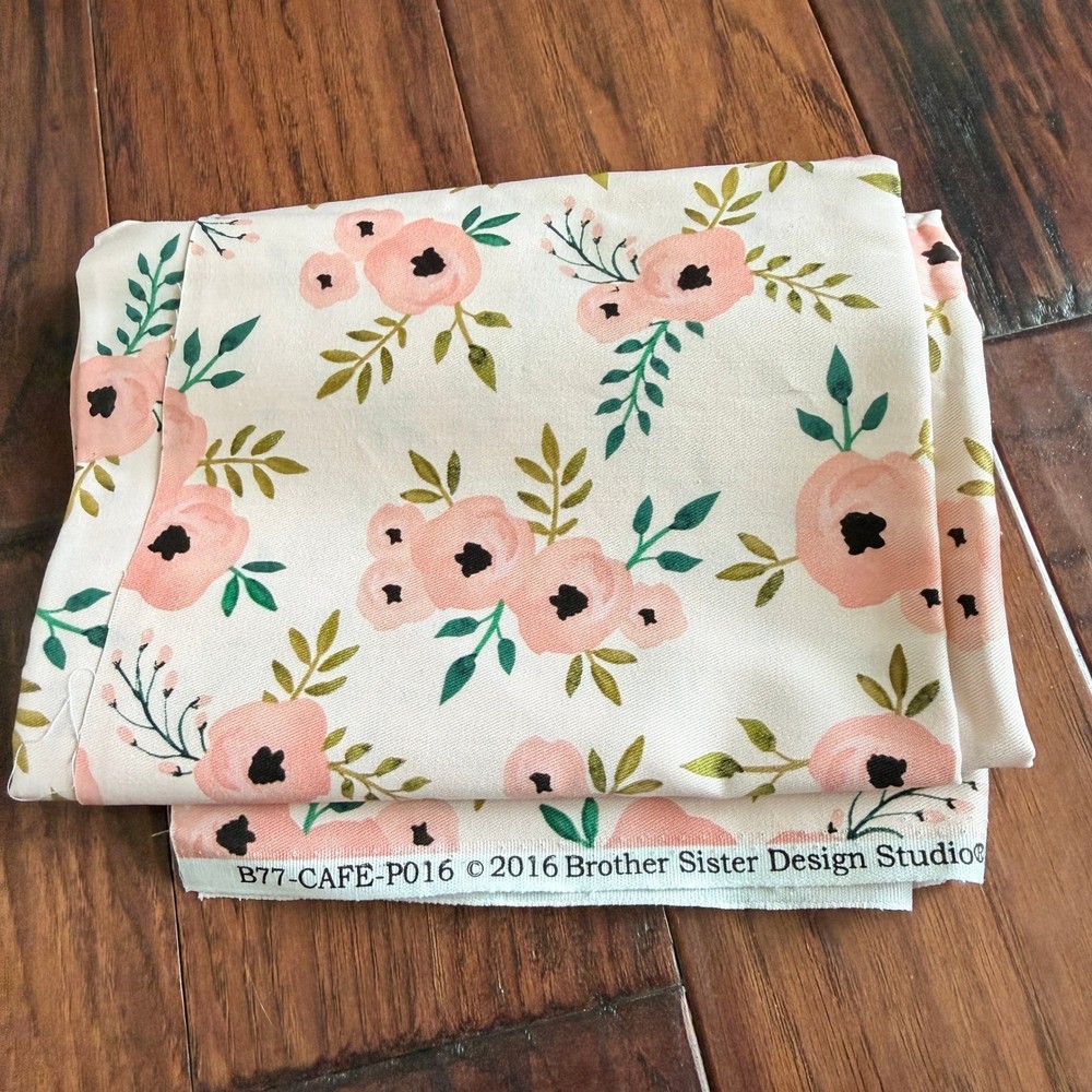 Brother Sister Design Studio Fabric Twill 1 yard x44″ Pink Floral Cottagecore