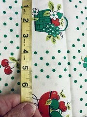 VTG `50`s Red & Green Fruit & Flower Bowl & Baskets Green Dots on White BTHY
