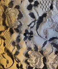 Vintage Elegant Black Silver Metallic Lace Fabric Yard Clothing DIY Wedding