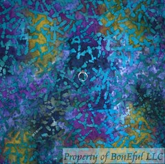BonEFul FQ Cotton Quilt Green Aqua Blue Purple Retro Print Batik Texture Blender