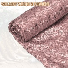 1 Yard Sequin Fabric by the Yard Velvet Sequins Fabric, Rose Gold