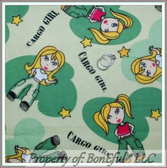 BonEful Fabric FQ Cotton Flannel Green Army Star Camouflage Diva Military Girl L
