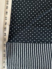 Black & White Reversible Jersey Fabric, Scant Yd, One Side Striped/polka Dot,60W