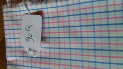 100% Luxury Cotton Shirting Blue Pink and white checked 2.8 yds 60″ W