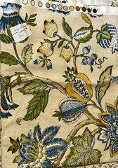 2pc Blue Floral Textured Upholstery Fabric 54”x36”Wide w/ONE Selvage+12”x29”
