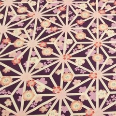 Purple Japanese Cotton Polished Crepe Shirting with Geometric and Floral Pattern