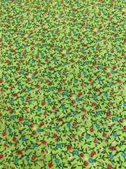 Country Calico Lime with Turquoise, white & Pink flowers cotton Fabric per yard