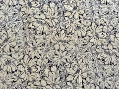 2.5yd cut floral cotton fabric quilting/dress/skirt navy blue/white Wamsutta New