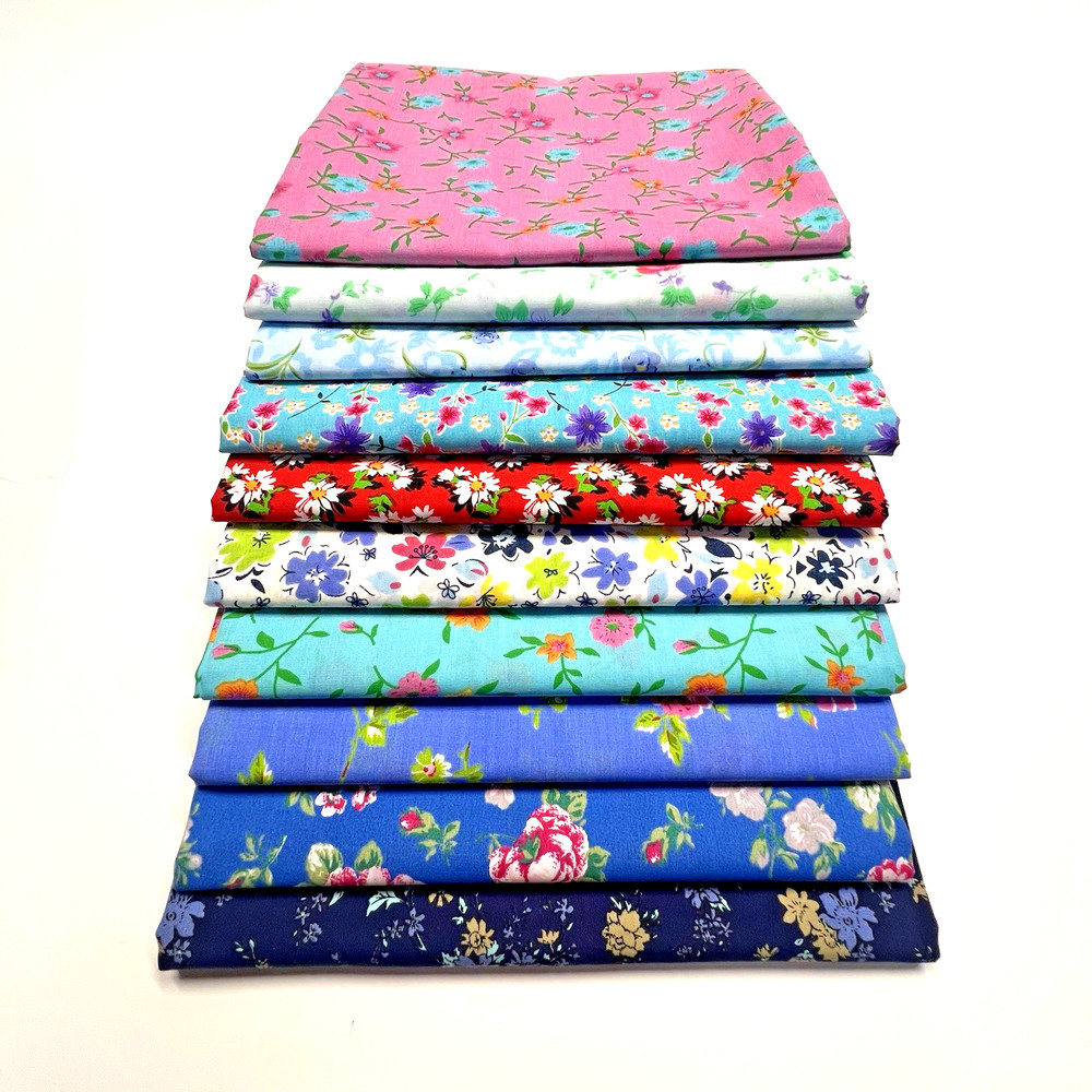 Cotton Floral Fabric Quilt Bundle # 36 / 1 Yard of Each Color / 10 yards for $15