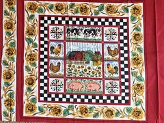Cotton Quilt Fabric Traditions Farm Animals,Sunflowers Pillow Panel 17″ x 44″