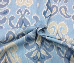 RICHLOOM SIAM HORIZON BLUE IKAT GEOMETRIC MULTIUSE COTTON FABRIC BY YARD 54″W