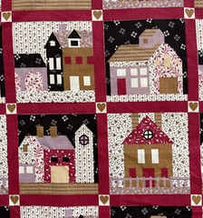 VTG Cheater Quilt Patchwork Fabric Country House Calico Cotton Granny Core
