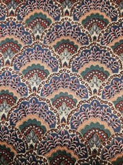 VTG Ambiance HTF Scalloped Art Deco Style Print Cotton Fabric 4.25 Yards X 55″W