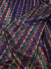 Multi-colored Harlequin Fabric Featuring Iridescent Diamonds 34 x 56 Inches