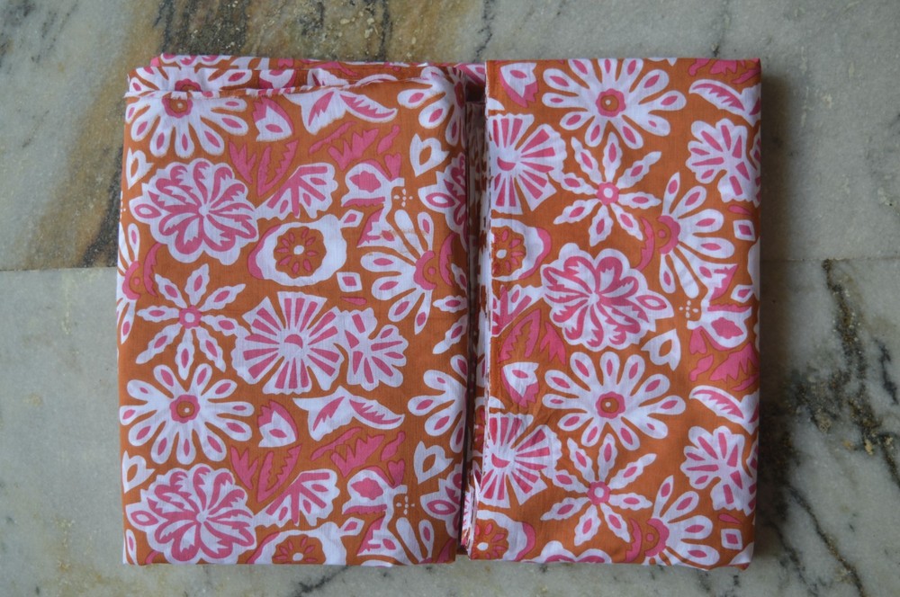 NO TARRIF CHARGES 100% ✅ ZK-24 Rajasthan Hand Print 2.5 Yard 100% Cotton Fabric*