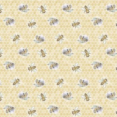 LUMIN – White Owl Textiles – Sweet Honey Bee by Chad Barrett – Bees – Yellow