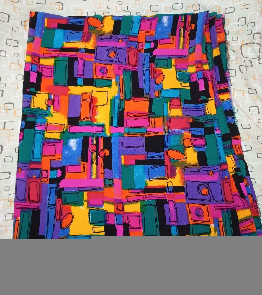 Vintage Vibrant Abstract Print Apparel Weight Fabric 3 1/2 Yards Lightweight