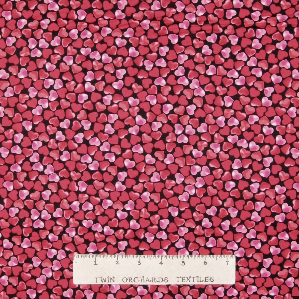 Valentine’s Day Fabric – Kiss & Tell Red Pink Heart Toss – Benartex Kanvas YARD