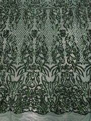 Phoebe HUNTER GREEN Sequins on Mesh Lace Fabric by the Yard – 10062