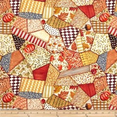 Windham Let Us Give Thanks Pumpkin Patchwork Fabric ~ Cheater Fabric ~ BTY