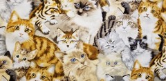 BTHY REALISTIC CUDDLE CATS KITTENS PETS ANIMALS New Cotton Fabric