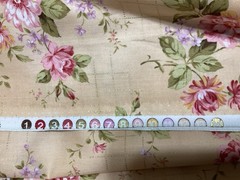 Flowers With Gold Grid On Peach Cotton Fabric Quilting For Hobby Lobby – 2 Yards