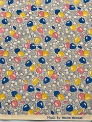 Vtg Moda by Sharon Newman – Pink Yellow Blue Tulips on Cream 2 pcs = 2.33 yds
