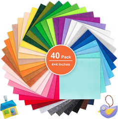 Felt Sheets for Crafts, 40 PCS – 4″ X 4″ Assorted Colors, 1Mm Thick Nonwoven Fel