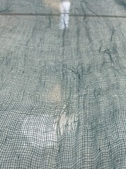 Antique Japanese Hand Spun Fine Hemp Kaya Mosquito Net Turquoise Seamless 70″
