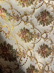 BEIGE GOLD Multicolor Floral Upholstery Drapery Brocade Fabric (54 in.) Sold BTY
