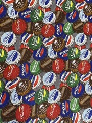 Per HALF METRE Multicoloured Beer Bottle Caps Quilting Cotton Fabric