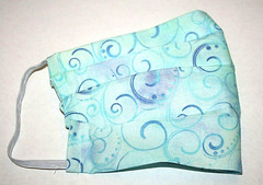 Blue Swirl Face Mask Washable Adult Size w/ Filter Pocket Two Layers Blue Art !