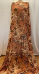 Elegant Poly Blend Lurex Georgette Floral Shades Of Orange Fabric 2.5 Yards 60″W