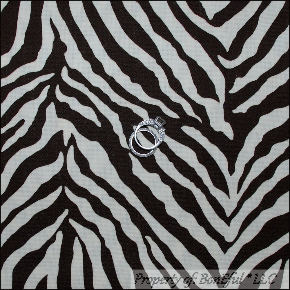 BonEful Fabric FQ Cotton Decor Brown Cream Off White Zebra Skin Wild Animal Mask