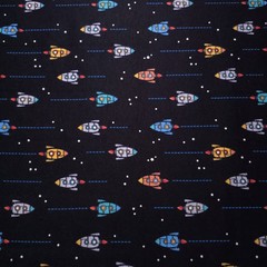 Retro Outer Space Rocket Ships Cotton Fabric 42″ By The Yard