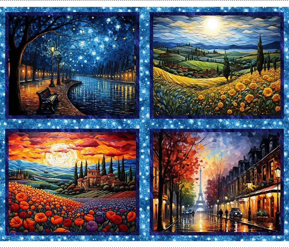Multi C’Est Magnifique 36 x 44 Panel, Cotton Quilt Craft Fabric 3 Wishes Fabric
