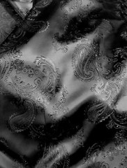 Paisley Woven Brocade NON STATIC Viscose Satin Feel Shiny 58″W Fabric – Black
