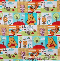 BonEful Fabric FQ Cotton Quilt VTG White Red Dot WINNIE Pooh Tigger Piglet Small