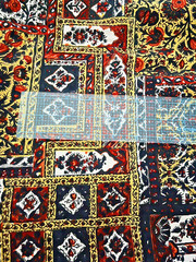 VTG HAVEN Fabrics MANES Paisley Floral Tiles Cheater Quilt Red Yellow Blue BTHY