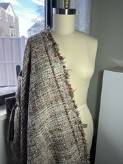 Mendel Goldberg Wool Blend Tweed Boucle, 2yds X 60″,Brown, Tan, Off White, Red