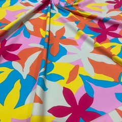 Pastel Colored Flowers Print Stretch Fabric Swimsuit Spandex 60″ wide By Yard