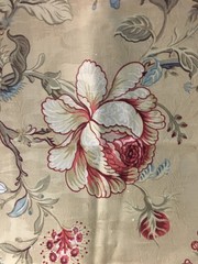 Waverly Montague Fabric Remnant Beige Red Blue Green Made In USA Vintage
