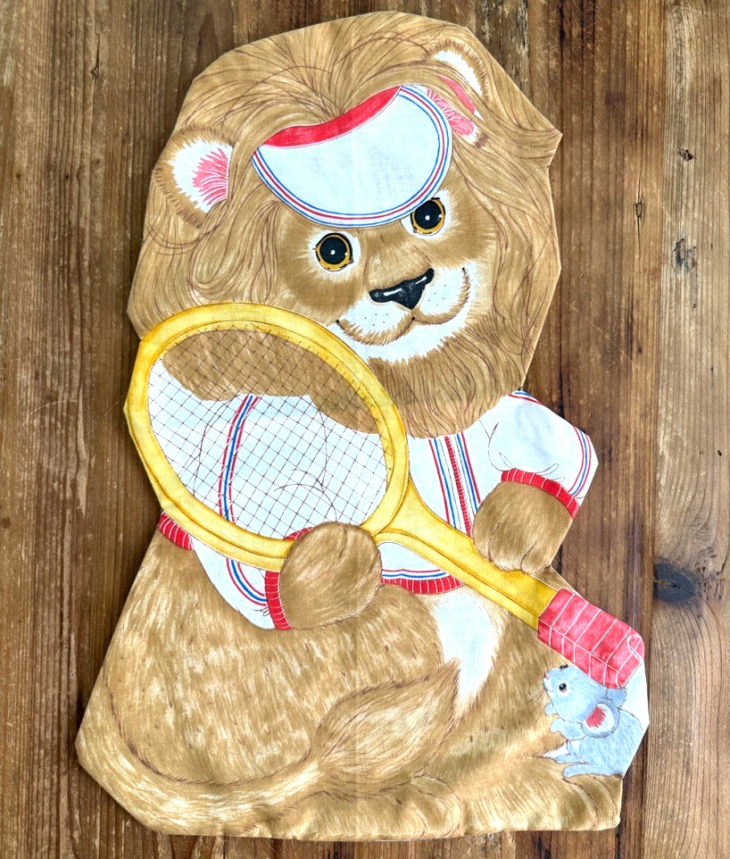 Vintage Cut & Sew Fabric Panel Spring Mills Tennis Lion 7548 Pillow Not Stuffed